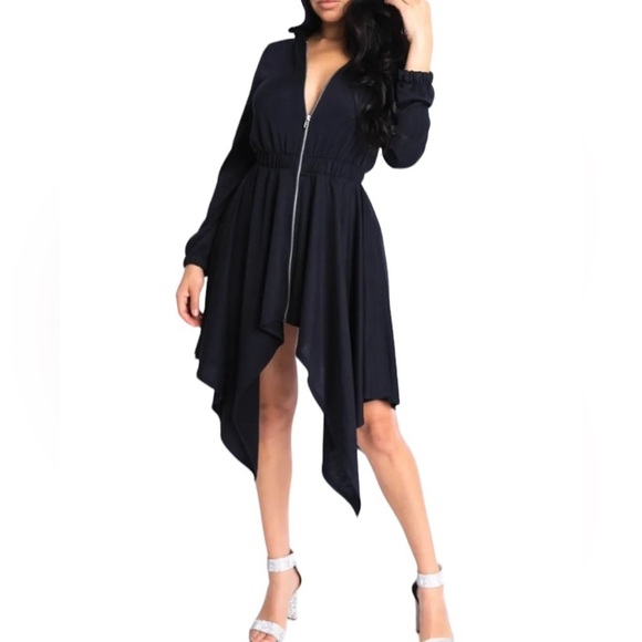 Long Sleeves Hooded Drape Dress Full Zipper Jacket Dress
New - Picture 4 of 6